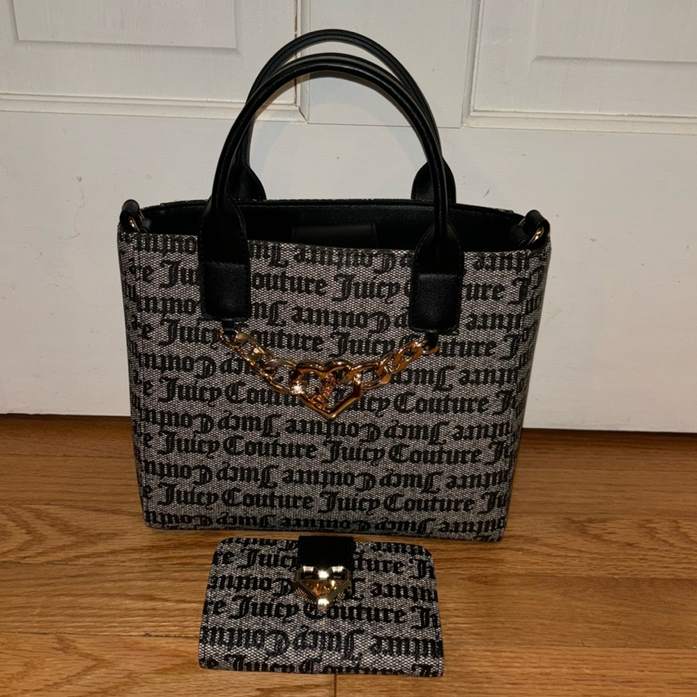 This is a grey crossbody Juicy Couture bag with gold hardware! (Tj Maxx)
